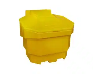 grit bin yellow closed - road safety