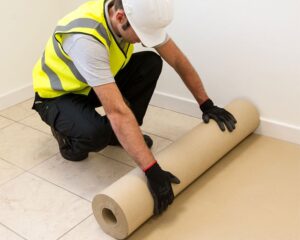 Card floor protection roll installation