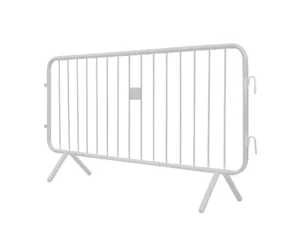 fixed leg white crowd control barrier - galvanised traffic management barriers and fencing