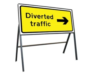 road sign metal a-frame diverted right - 1050mm x 450mm traffic management