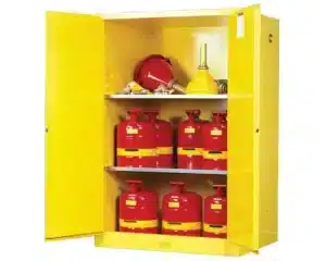 sure-grip-ex-classic-safety-cabinets-yellow-open-with-contents